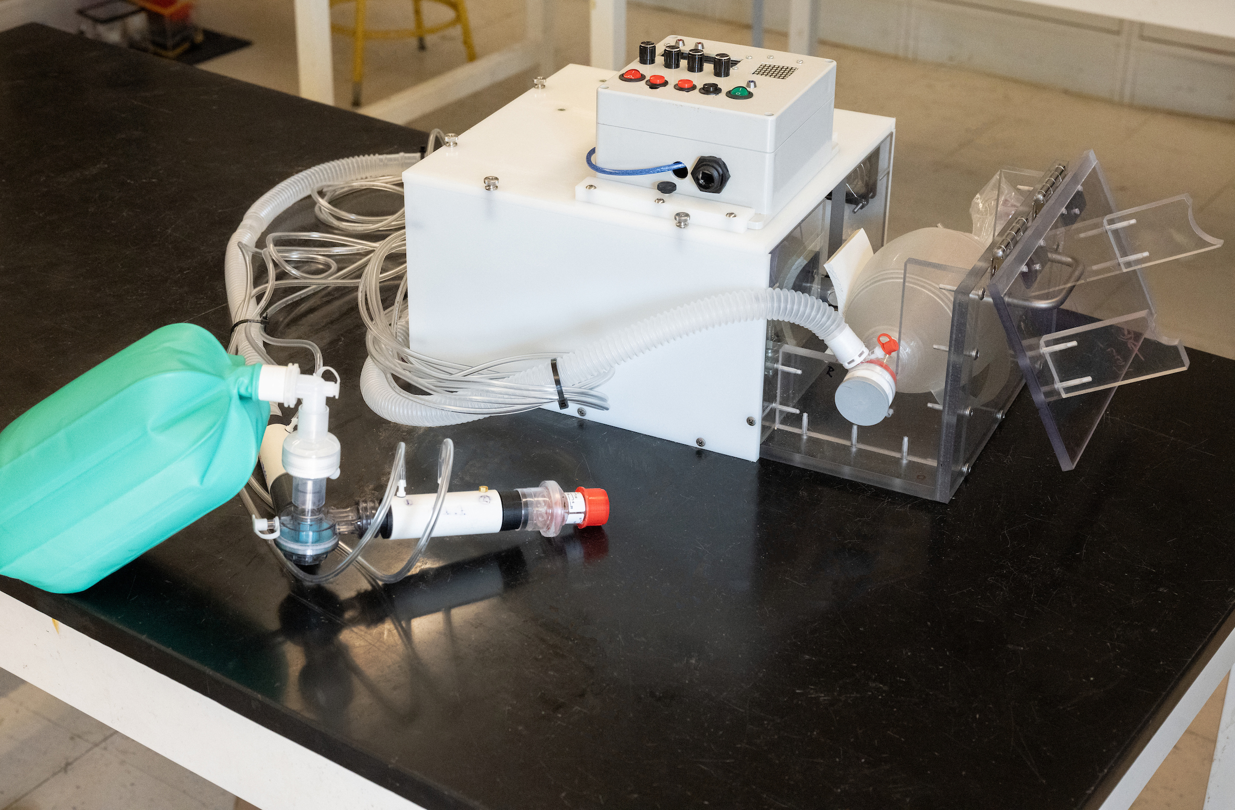 The finished NovaVent prototype is displayed at the Villanova College of Engineering on June 3.