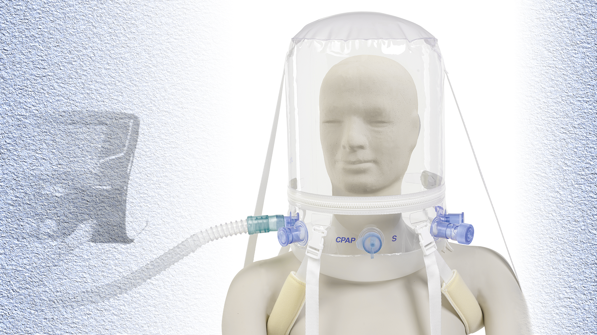 A photo of the Non Invasive Ventilation Helmet made by DIMAR S.r.l. in Medolla, Italy