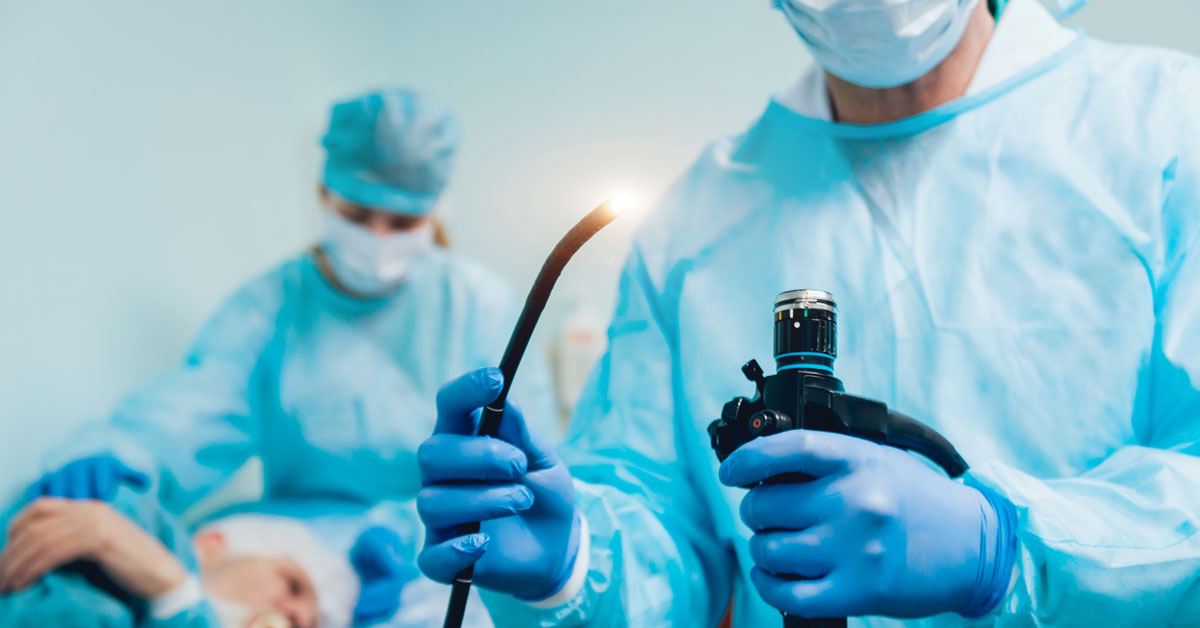 Doctors prepare a hospital patient for endoscopy 