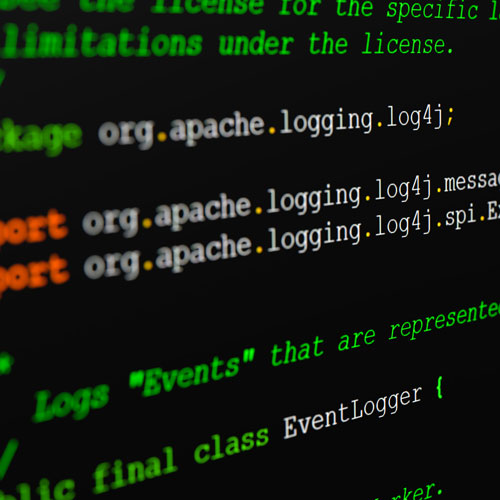 Java Source code of the log4j event logger framework on a screen